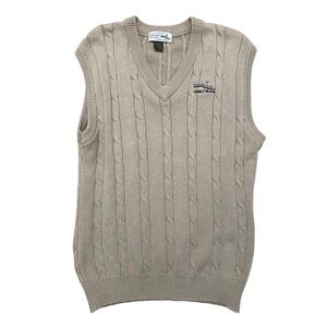 Vintage Sweater Vest Pebble Beach Golf Links IZOD Club Cable Knit Tan XL